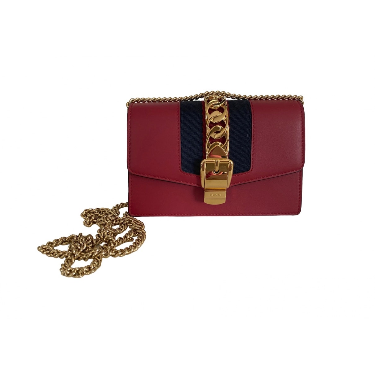 Gucci sylvie red leather handbag