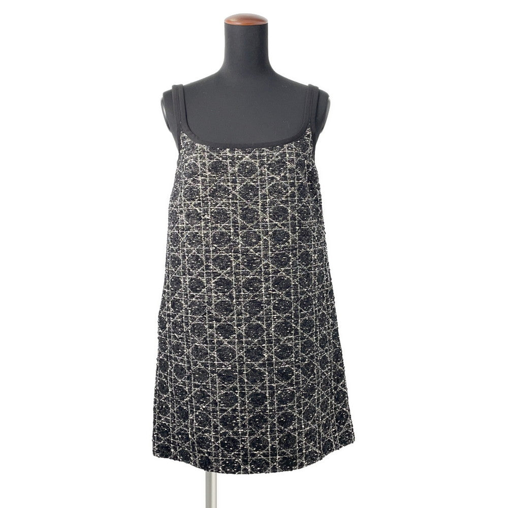 Dior Handbag Macrocannage Tweed Short Flare Dress % Acryl Black
