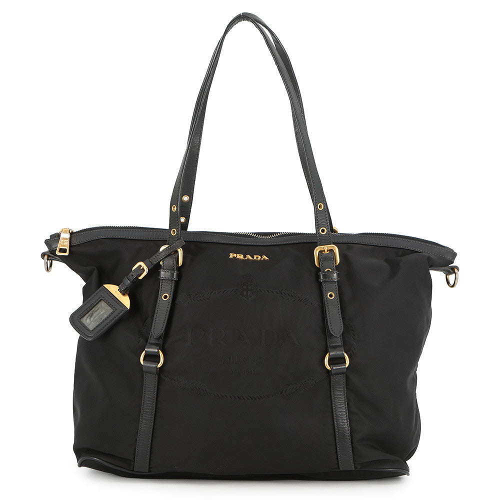 Prada Tote Bag BlackBR4255 Leather Nylon