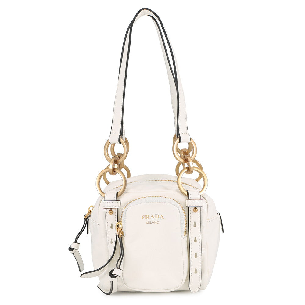 Prada Dangle White1BB137 Leather Mini Mini Bag