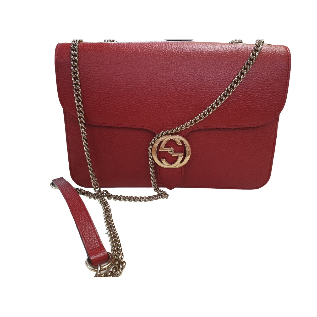 Gucci interlocking red leather handbag