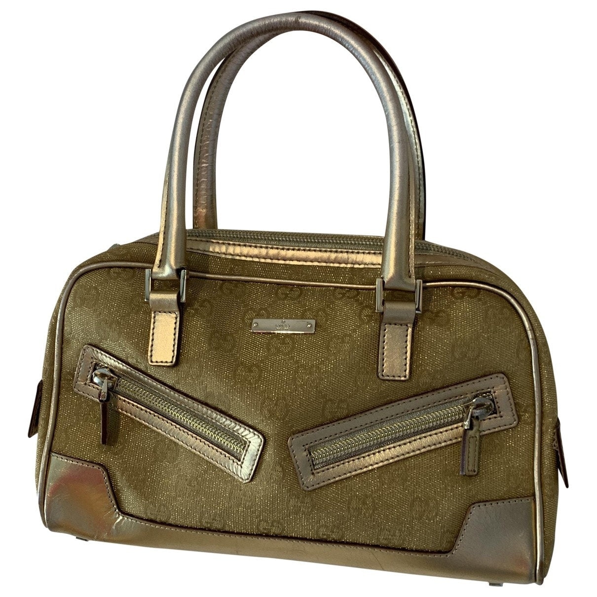 Gucci boston gold cloth handbag