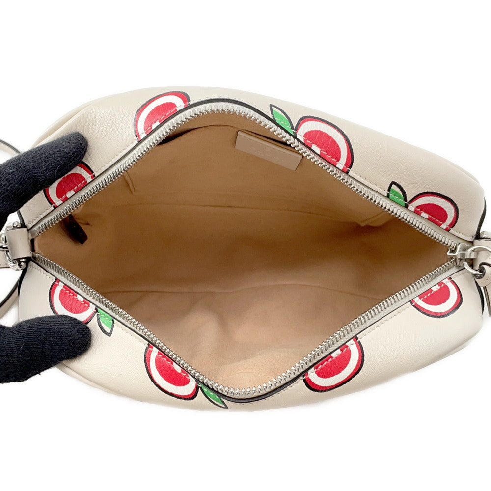 GUCCI GG Marmont Apple Shoulder Bag White/Red/Beige447632 Leather Size Small