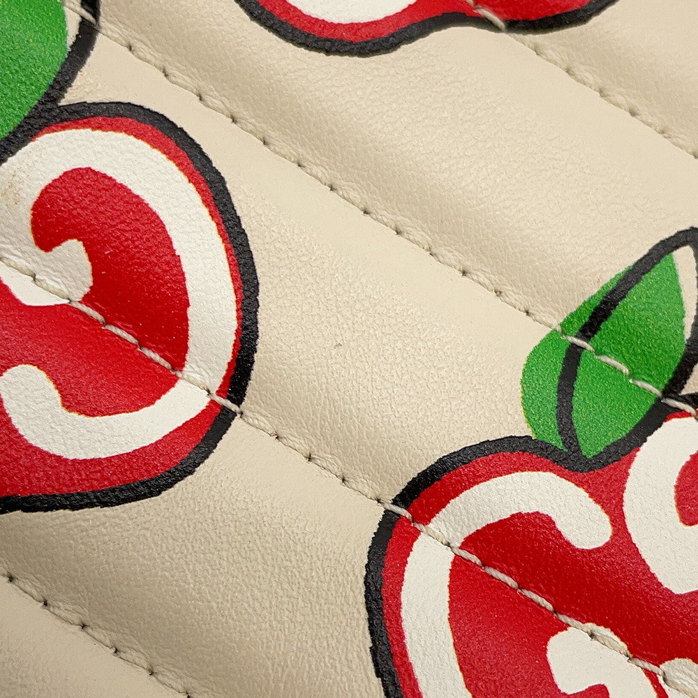 GUCCI GG Marmont Apple Shoulder Bag White/Red/Beige447632 Leather Size Small