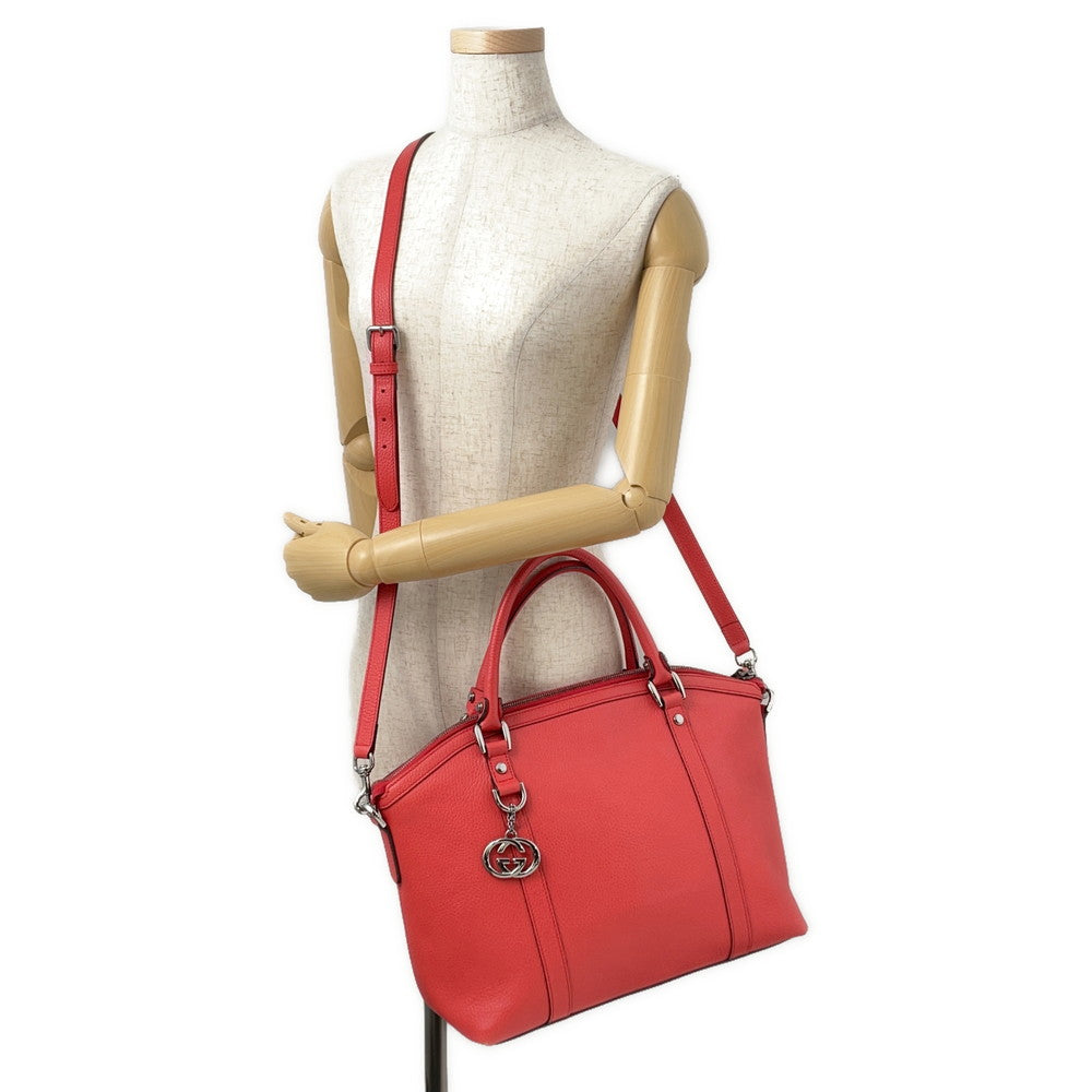 GUCCI 2way Tote Bag Red/Brown341503 Leather