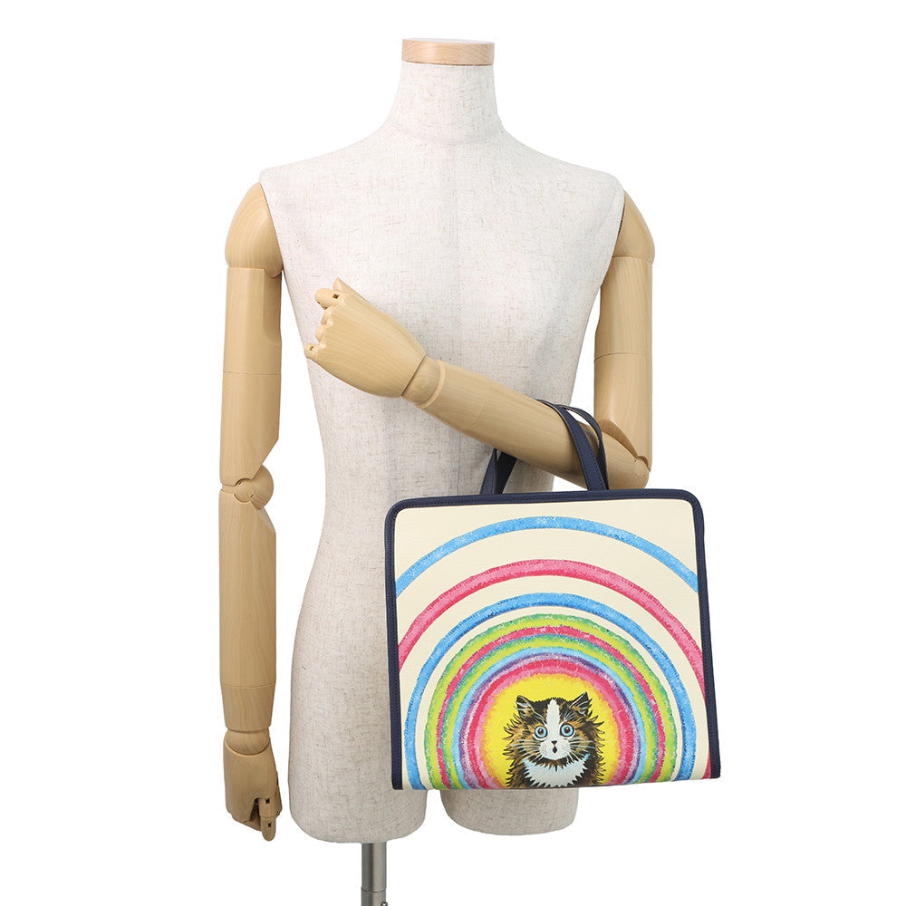 GUCCI Children's Cat 2-way Tote Bag Ivory/Navy/Multicolor630542 Leather