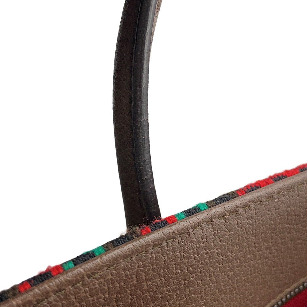 GUCCI Interlocking G Tote Bag Red/Brown/Multicolor644994 Tweed Leather