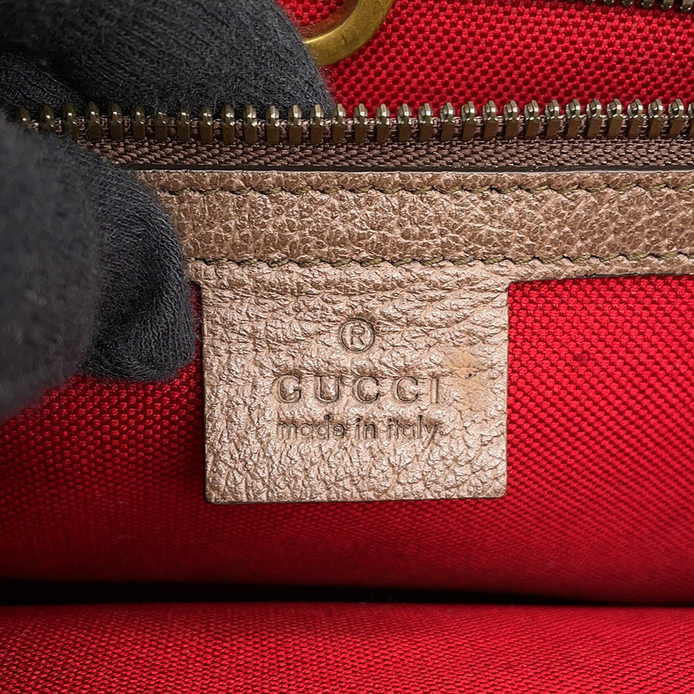 GUCCI Interlocking G Tote Bag Red/Brown/Multicolor644994 Tweed Leather