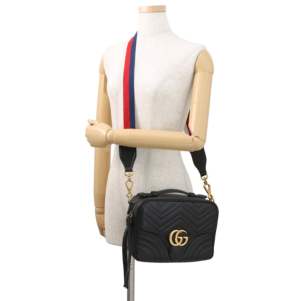 GUCCI GG Marmont 2way Handbag Black498100 Leather