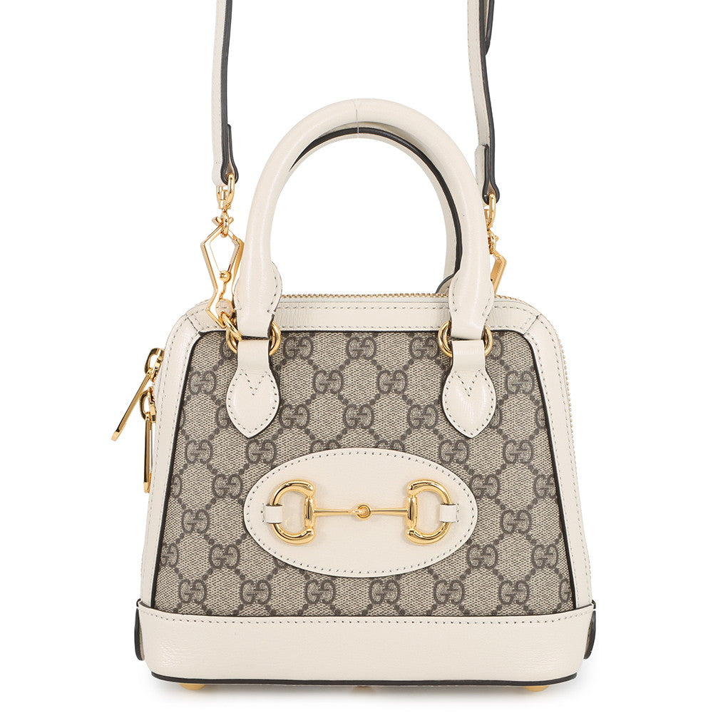GUCCI Horsebit 2way Handbag Beige/Ivory640716 GG Supreme Leather Size Mini
