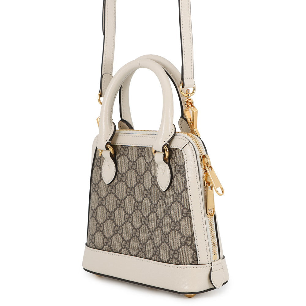 GUCCI Horsebit 2way Handbag Beige/Ivory640716 GG Supreme Leather Size Mini