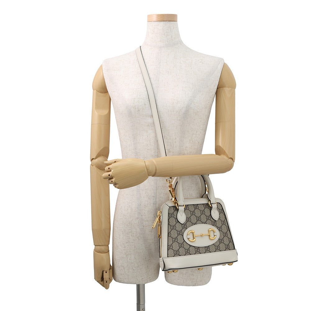 GUCCI Horsebit 2way Handbag Beige/Ivory640716 GG Supreme Leather Size Mini