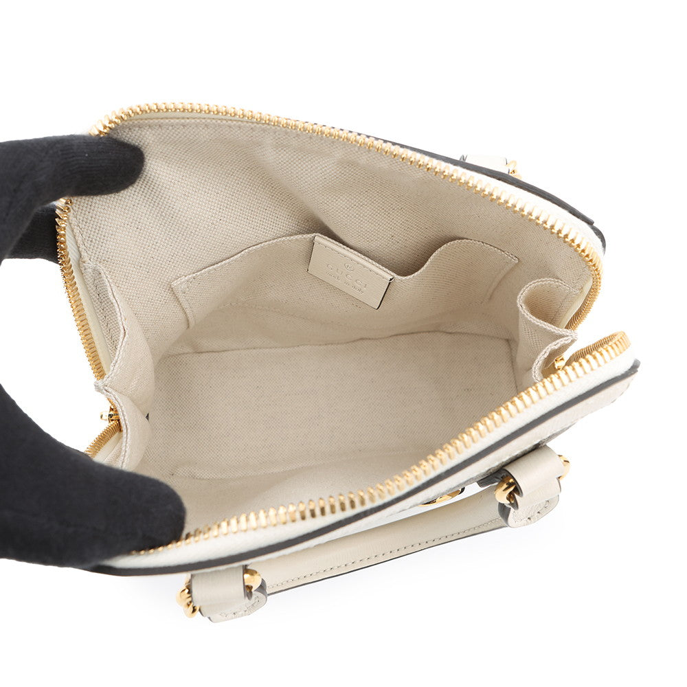 GUCCI Horsebit 2way Handbag Beige/Ivory640716 GG Supreme Leather Size Mini