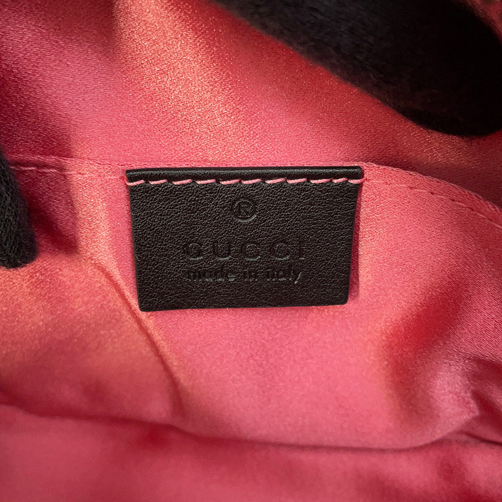 GUCCI GG Marmont Waist Bag Black/Pink476434 Leather Velour