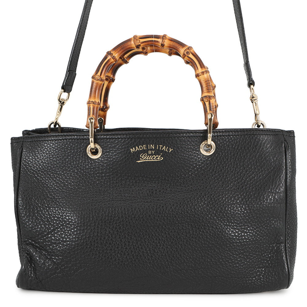 GUCCI Bamboo 2way Handbag Black323660 Leather Size Medium