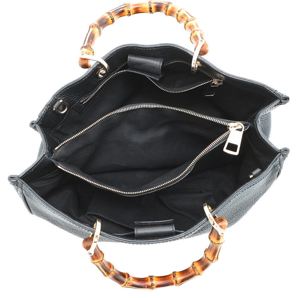 GUCCI Bamboo 2way Handbag Black323660 Leather Size Medium