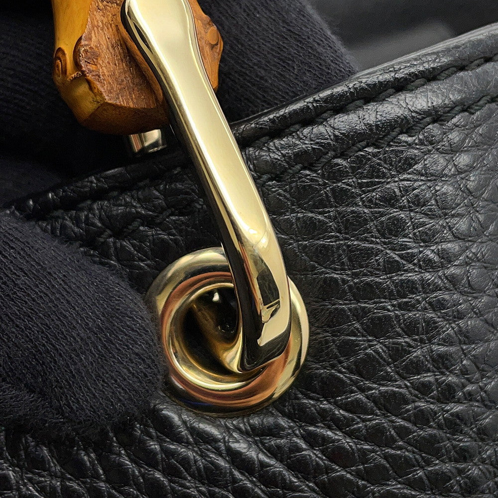 GUCCI Bamboo 2way Handbag Black323660 Leather Size Medium