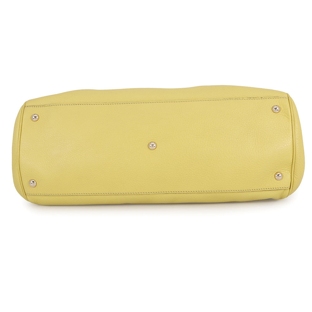 GUCCI Bamboo Shopper Tote Bag Yellow/Beige323658 Leather Size Large