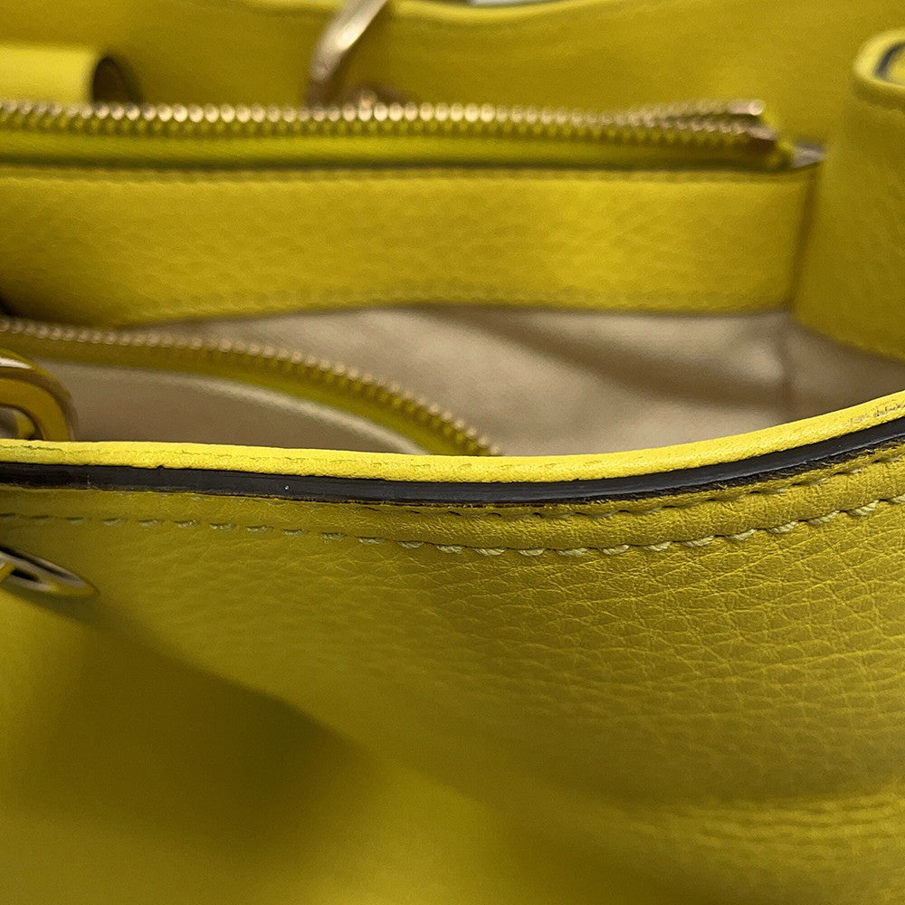 GUCCI Bamboo Shopper Tote Bag Yellow/Beige323658 Leather Size Large