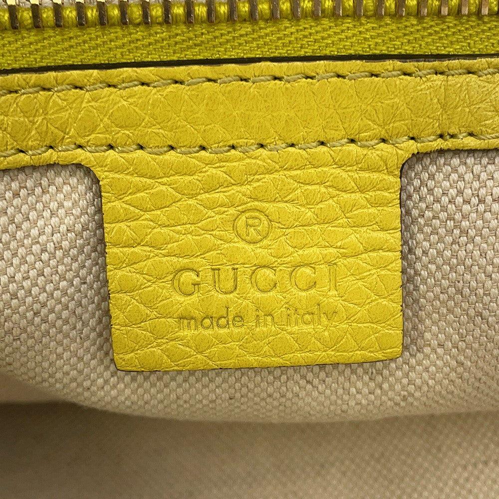 GUCCI Bamboo Shopper Tote Bag Yellow/Beige323658 Leather Size Large