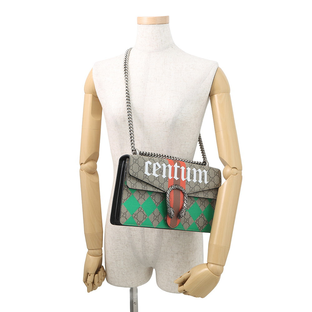 GUCCI Dionysus ChainShoulder Bag Beige/Red/Green400249 Leather GG Supreme Size Small