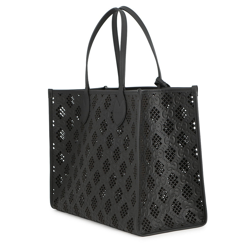GUCCI Cutout Motif Tote Bag Black772229 Leather Size Medium