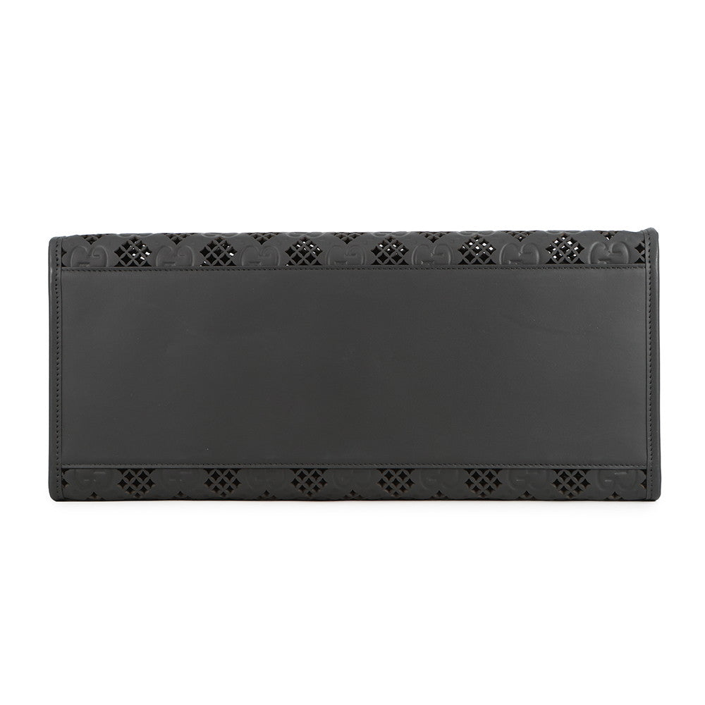 GUCCI Cutout Motif Tote Bag Black772229 Leather Size Medium