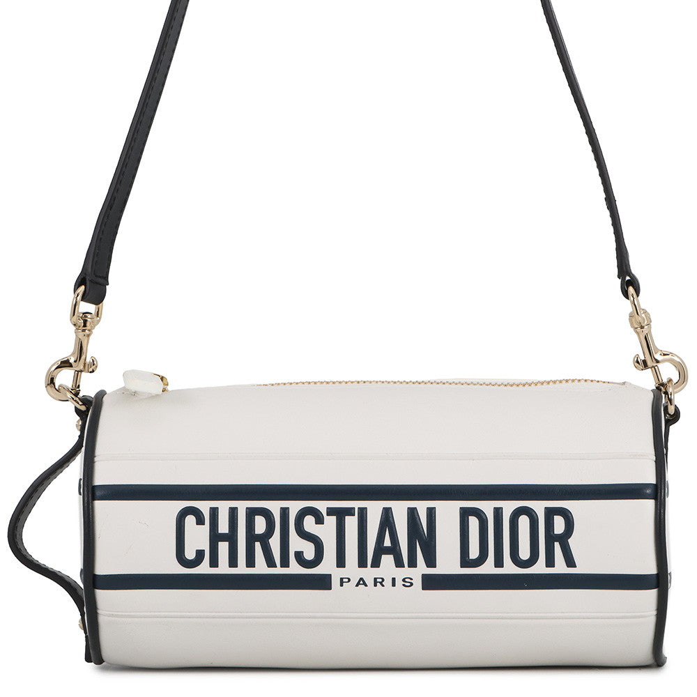 Dior Handbag Vibe Shoulder Bag Leather White Navy