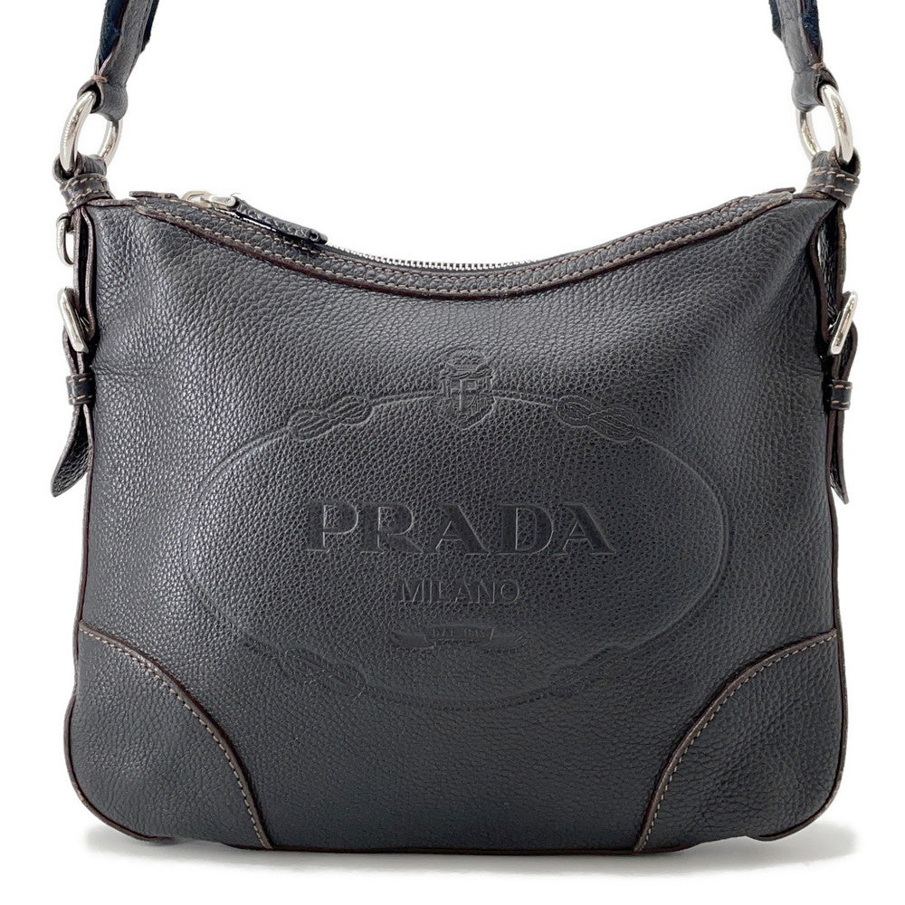 Prada Shoulder Bag BlackBT0531 Leather Logo