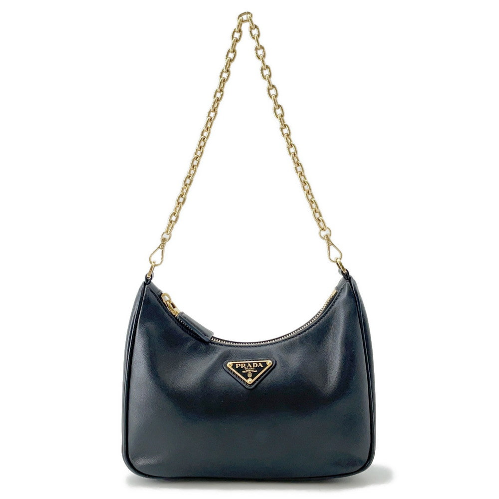 Prada Shoulder Bag Re-Edition Black1BC204 Leather Chain