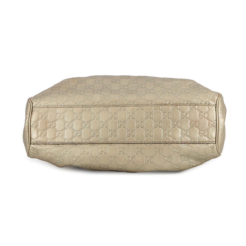 GUCCI Guccissima Sukey Handbag Gold/Beige211944 Leather
