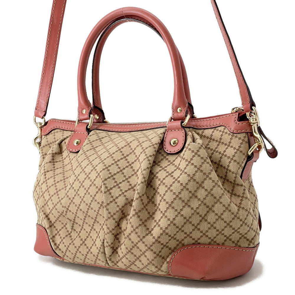 GUCCI Diamante Sukey 2wayBag Pink/Beige247902 Canvas Leather