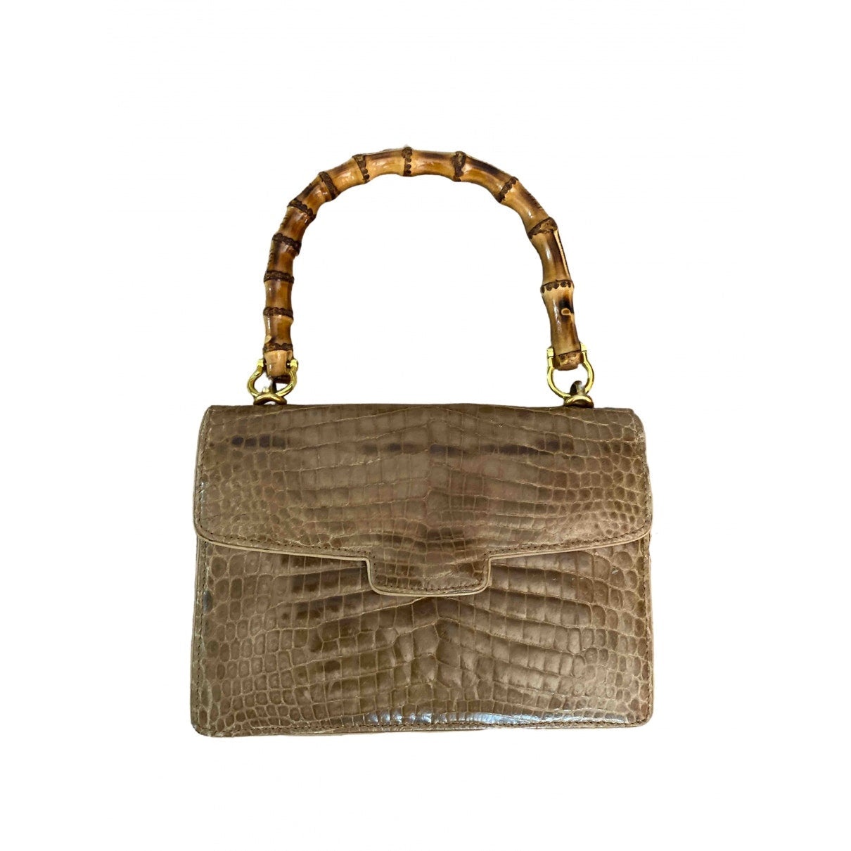Gucci bamboo alligator handbag