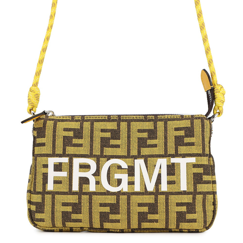 Fendi Shoulder Bag Fragment Hiroshi Fujiwara Collaboration Baguette Slim Canvas Brown Yellow Clutch Bag