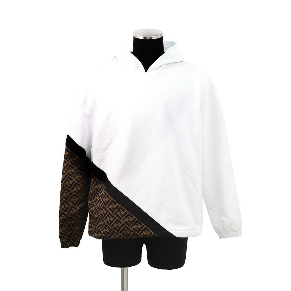Fendi FF switching hoodie % Polyester 14% White Brown Handbag
