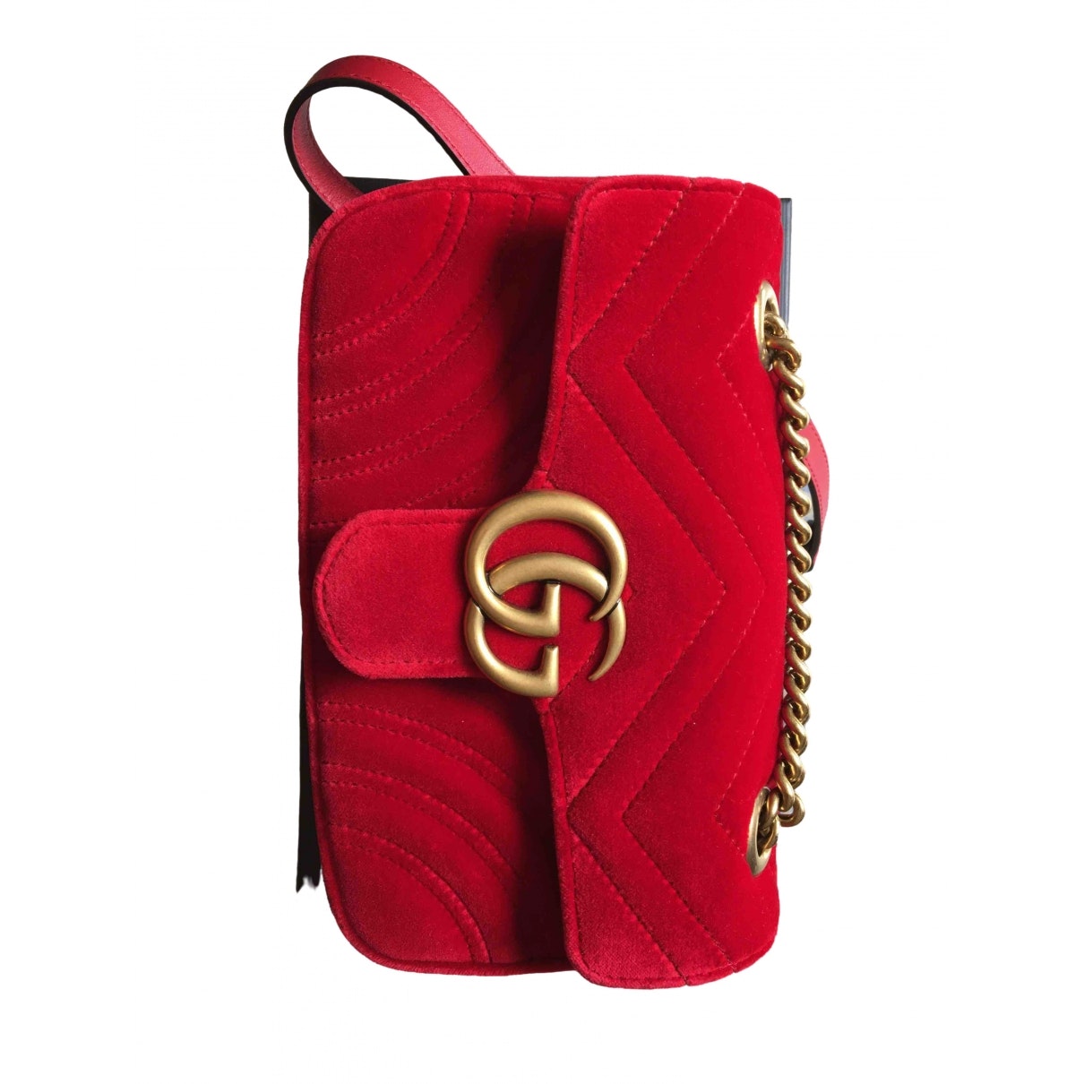Gucci marmont red velvet handbag