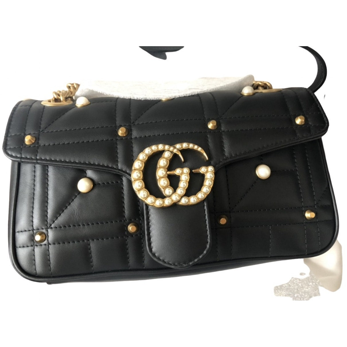 Gucci marmont black leather handbag