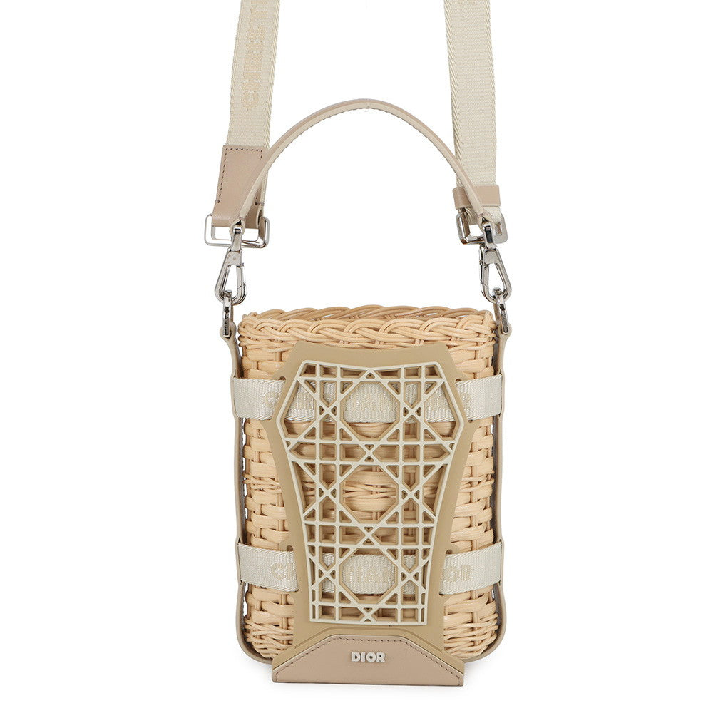 Dior Handbag 2-way bag Beige2ESKH376BAS Rubber Leather Raffia Bucket Bag Raffia Leather Rubber