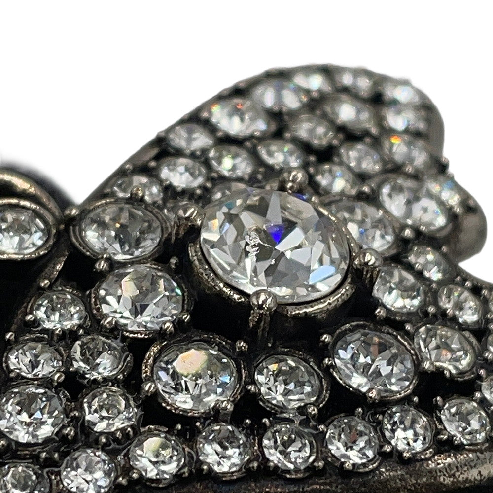 GUCCI Butterfly Double Finger Size S Silver Metal Rhinestone
