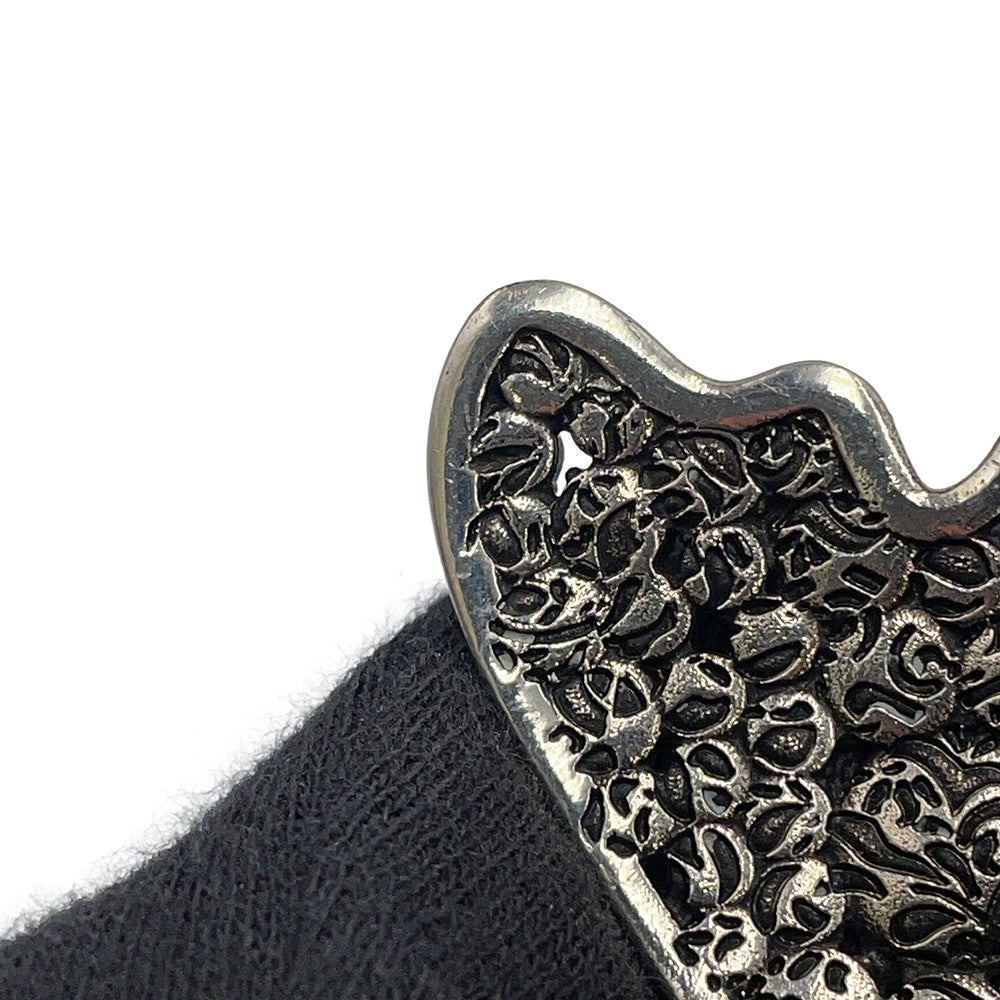 GUCCI Butterfly Double Finger Size S Silver Metal Rhinestone