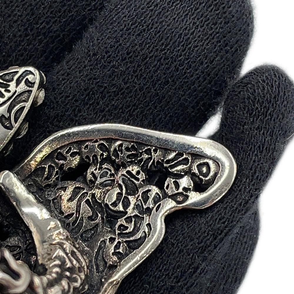GUCCI Butterfly Double Finger Size S Silver Metal Rhinestone