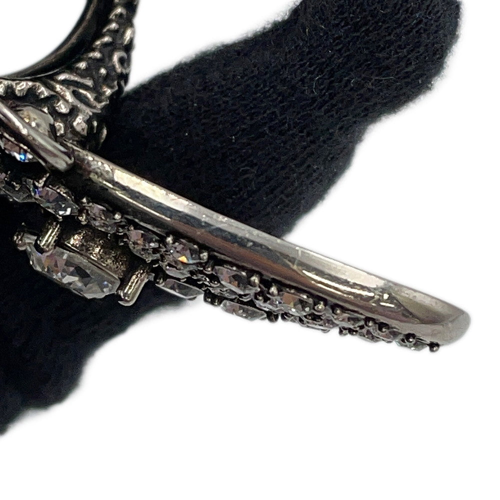 GUCCI Butterfly Double Finger Size S Silver Metal Rhinestone