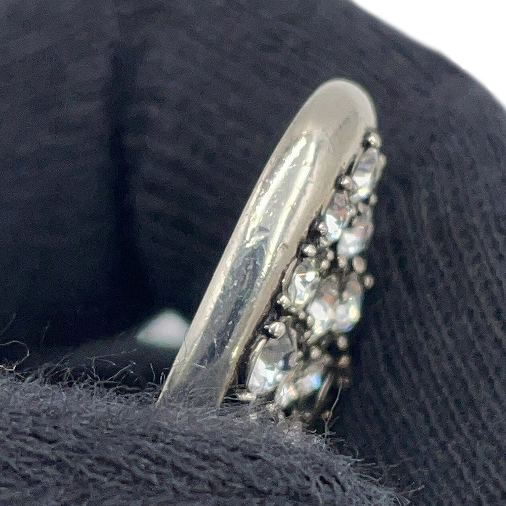 GUCCI Butterfly Double Finger Size S Silver Metal Rhinestone