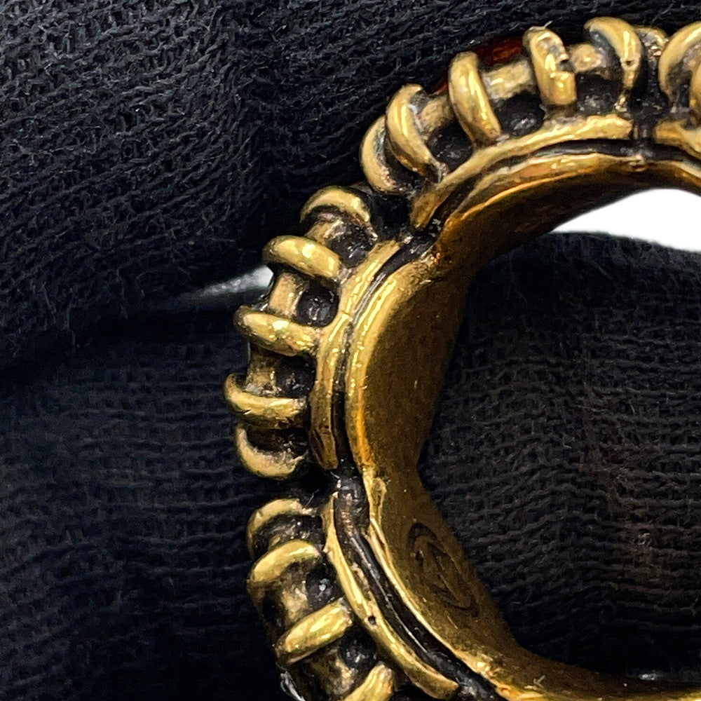 GUCCI cat head ring Size 13 Gold Metal Rhinestone
