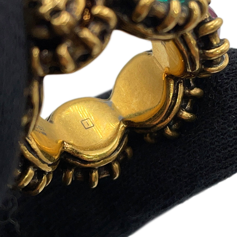 GUCCI cat head ring Size 13 Gold Metal Rhinestone