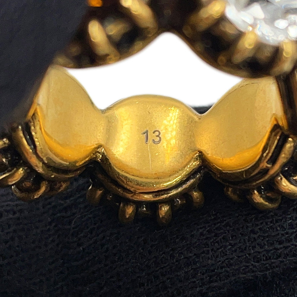 GUCCI cat head ring Size 13 Gold Metal Rhinestone