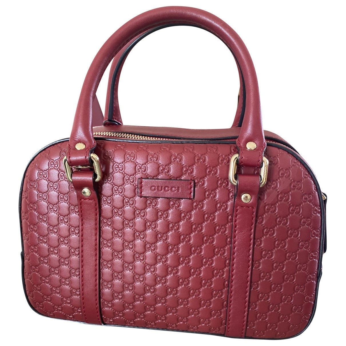 Gucci boston burgundy leather handbag