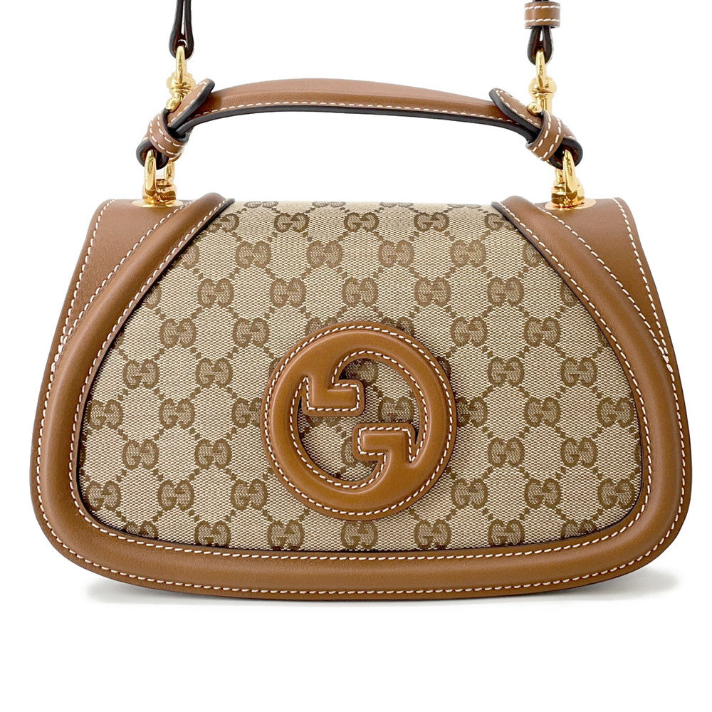 GUCCI GUCCI Blondie top handle bag Beige/Dark Brown815714 GG Canvas Leather Size Medium