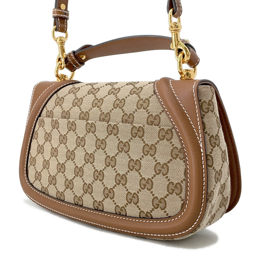 GUCCI GUCCI Blondie top handle bag Beige/Dark Brown815714 GG Canvas Leather Size Medium