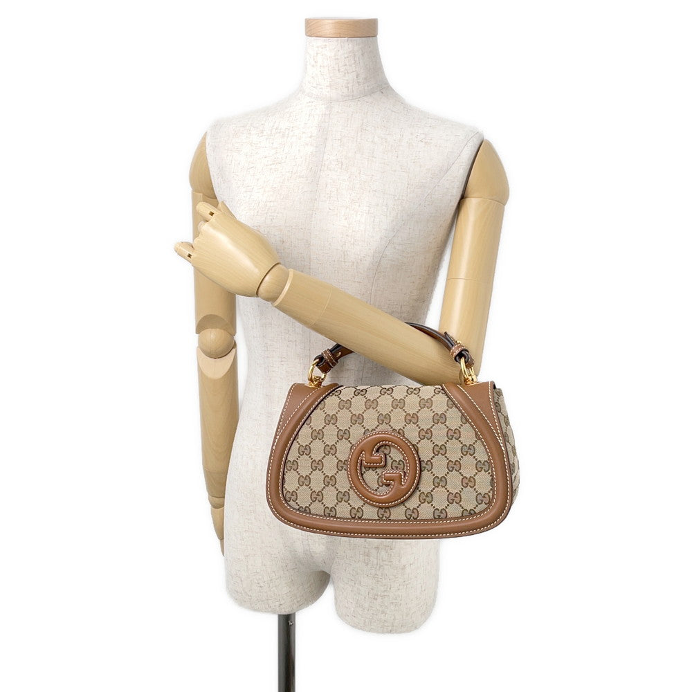 GUCCI GUCCI Blondie top handle bag Beige/Dark Brown815714 GG Canvas Leather Size Medium
